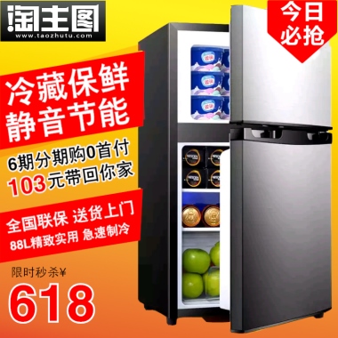 小冰箱家用冰箱节能小型冰箱双门式冷藏电小冰箱